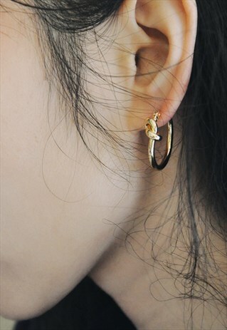 GOLD KNOT HUGGIE EARRINGS