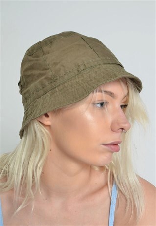 VINTAGE MILITARY STYLE BUCKET HAT CAP GREEN