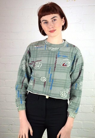 VINTAGE 90'S PATTERNED CROPPED SWEATSHIRT