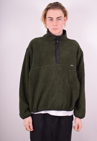 WOOLRICH MENS VINTAGE FLEECE JUMPER XL GREEN 90'S
