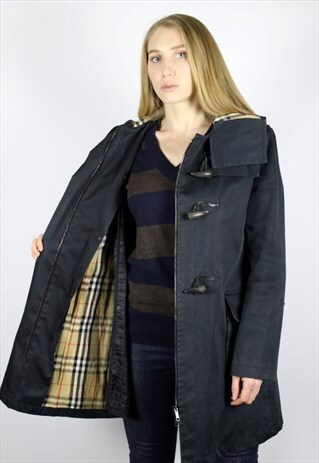 WOMENS BURBERRY LONDON DUFFLE COAT CHECK NOVA 3 IN 1