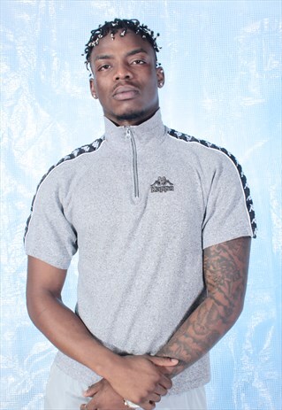 VINTAGE KAPPA GREY 1/4 ZIPPED TEE