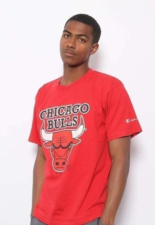 VINTAGE CHAMPION BIG LOGO CHICAGO BULLS NBA T-SHIRT RED