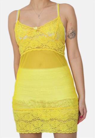 Yellow sheer slip dress
