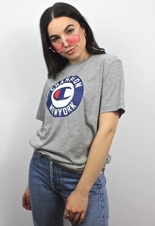 90'S RETRO GREY SPELL-OUT T-SHIRT