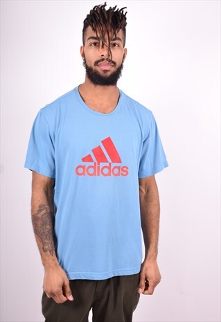 ADIDAS MENS VINTAGE T-SHIRT TOP XL BLUE 90'S