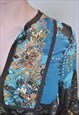 VINTAGE MULTICOLOR BOHO BLOUSE, RETRO PULLOVER SUMMER SHIRT