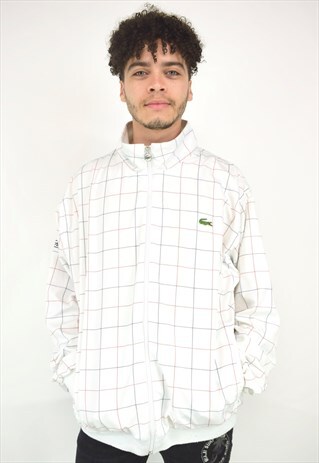VINTAGE 90'S LACOSTE WHITE CHECKED JACKET