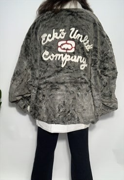 Vintage 90s embroidered leather bomber varsity jacket