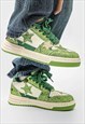 DENIM SNEAKERS RETRO PATCH JEAN SHOES STAR TRAINERS IN GREEN