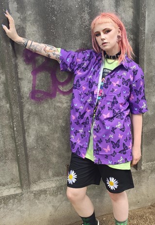 BUTTERFLY PRINT KOREAN KAWAII SHIRT ABSTRACT HARAJUJU TOP