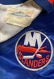 VINTAGE 90S NHL NEW YORK ISLANDERS SATIN BOMBER JACKET SNAP