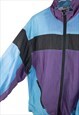VINTAGE 80S VANVEN COLORFUL TRACK JACKET IN BLUE S
