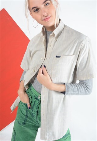 CHAPS CHECKED SHIRT IN BEIGE