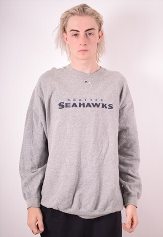 NFL MENS VINTAGE SEATTLE SWEATSHIRT JUMPER XL GREY 90S