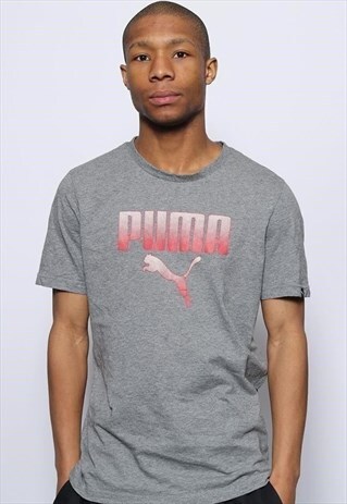 VINTAGE PUMA LOGO T-SHIRT GREY PINK