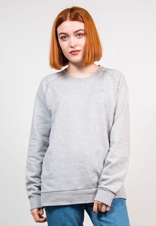 VINTAGE 90'S PLAIN GREY ADIDAS SWEATSHIRT JUMPER