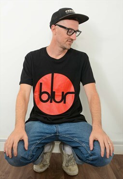 Blur T-shirt Logo Spell Out Size XL Black 