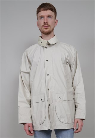 VINTAGE DESIGNER CORDUROY COLLAR BEIGE WATERPROOF JACKET