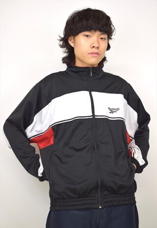 VINTAGE 90S REEBOK BLACK WHITE RED JACKET