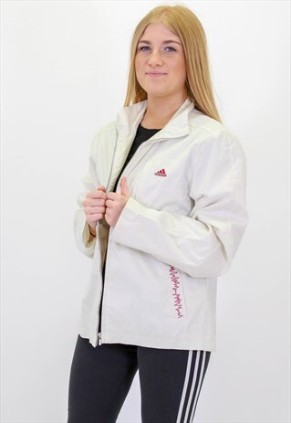 VINTAGE ADIDAS LOGO JACKET IN MEDIUM WHITE