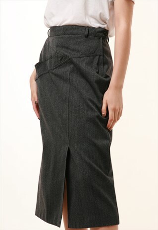 90S VINTAGE MAX MARA WOOL PENCIL MIDI SKIRT 830