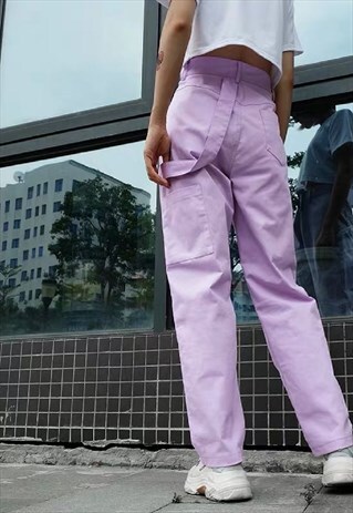 LOOSE HIGH WAIST PANTS - PURPLE
