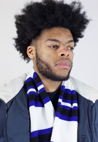 VINTAGE 90'S WHITE/BLUE/BLACK SPORT SCARF