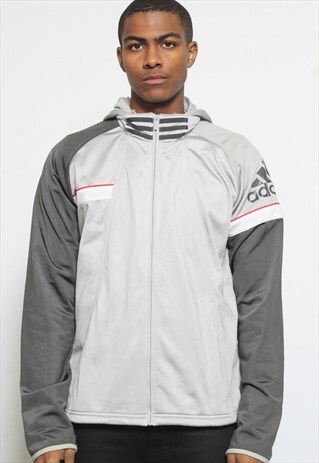 VINTAGE ADIDAS LOGO TRACK JACKET GREY