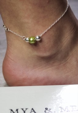 Mya Anklet 925 Sterling Silver in Green