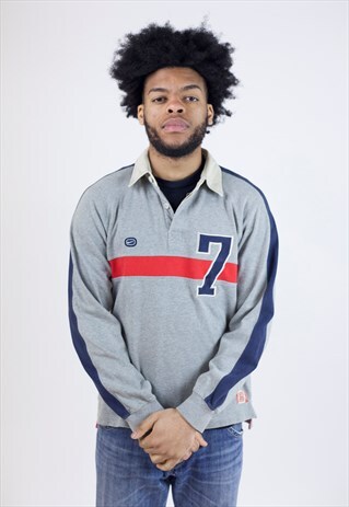 VINTAGE 90'S NIKE ATHLETIC GREY/NAVY/RED POLO SHIRT