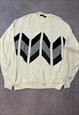 VINTAGE KNITTED JUMPER ABSTRACT PATTERNED GRANDAD SWEATER