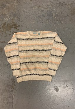 Vintage Abstract Knitted Jumper Funky Patterned Knit Sweater