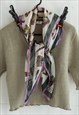 VINTAGE 80S SQUARE ARTSY NATURE PATTERN SHEER SCARF