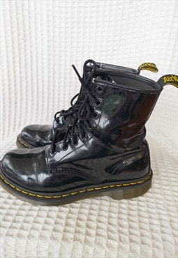 Dr Marten Black Patent Leather Boots UK 6 1460 Pascal