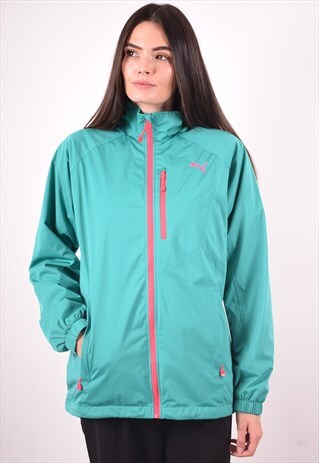 PUMA WOMENS VINTAGE TRACKSUIT TOP JACKET XL GREEN 90S