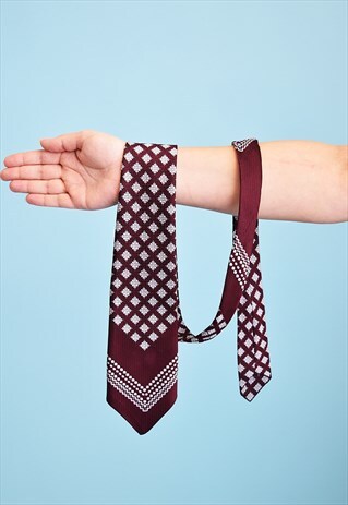 VINTAGE 70'S RETRO TAPESTRY WOVEN MOD PATTERN TIE