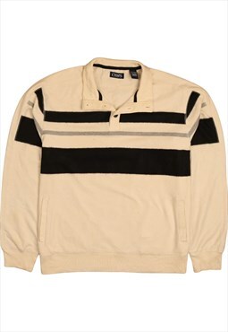 Vintage 90's Chaps Sweatshirt Striped Quarter Button White