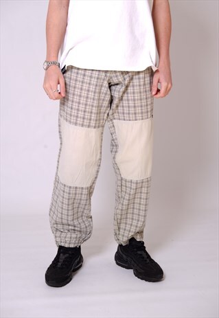 VINTAGE THINK PINK CHEQUERED CARGO PANTS / TROUSERS