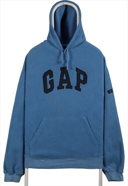 Gap 90's Fleece Spellout Logo Hoodie Large Blue