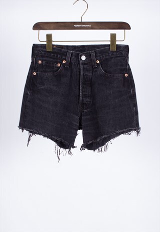 VINTAGE LEVIS DENIM SHORTS 27" WOMENS REMADE WASHED BLUE
