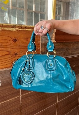 Vintage y2k grunge handbag funky leather style turquoise