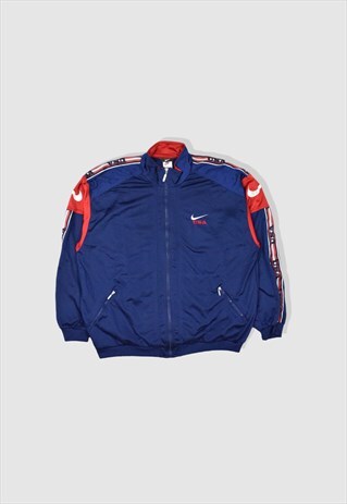 VINTAGE 90S NIKE EMBROIDERED TRACKSUIT JACKET IN NAVY BLUE