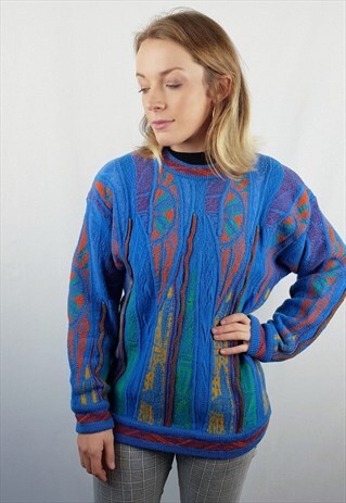 VINTAGE KNITTED COOGI STYLE JUMPER SWEATSHIRT