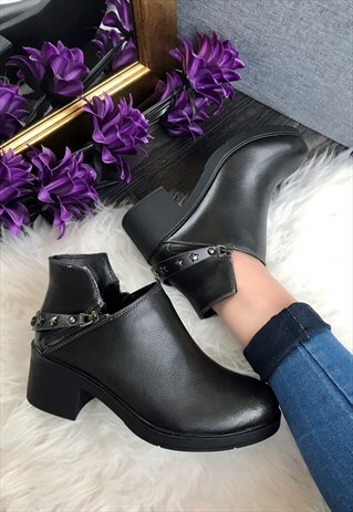 DARK GREY / BLACK OMBRE ANKLE BOOTS