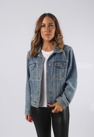 VINTAGE DENIM JACKET OVERSIZED FITTED UK 12 M (AHDM)