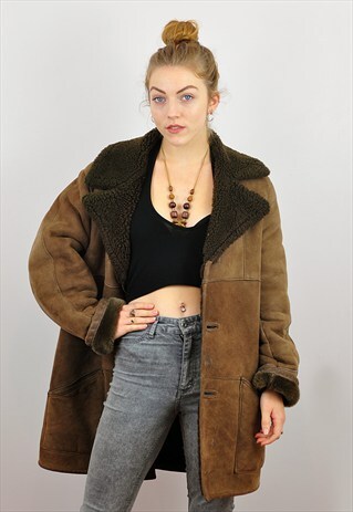 VINTAGE 1970'S BROWN SHEEPSKIN SHEARLING JACKET