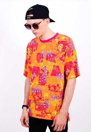 VINTAGE 90S ABSTRACT ORANGE T-SHIRT