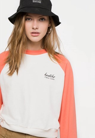 "CALLIE" SWEATSHIRT IN OFF WHITE/CORAL