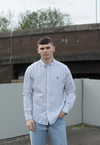 VINTAGE BLACK AND WHITE PINSTRIPE RALPH LAUREN SHIRT